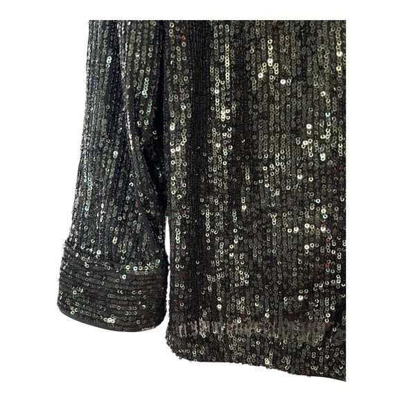 NWT Express Women’s Relaxed Portofino Green Sequin Button Up Shirt Medium - Picture 5 of 8